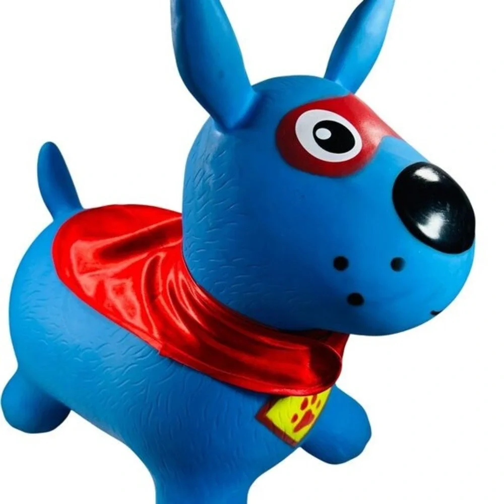 Superhero Waddle Blue Dog Inflatable Bouncy Ball Hopper Ride Cape 19